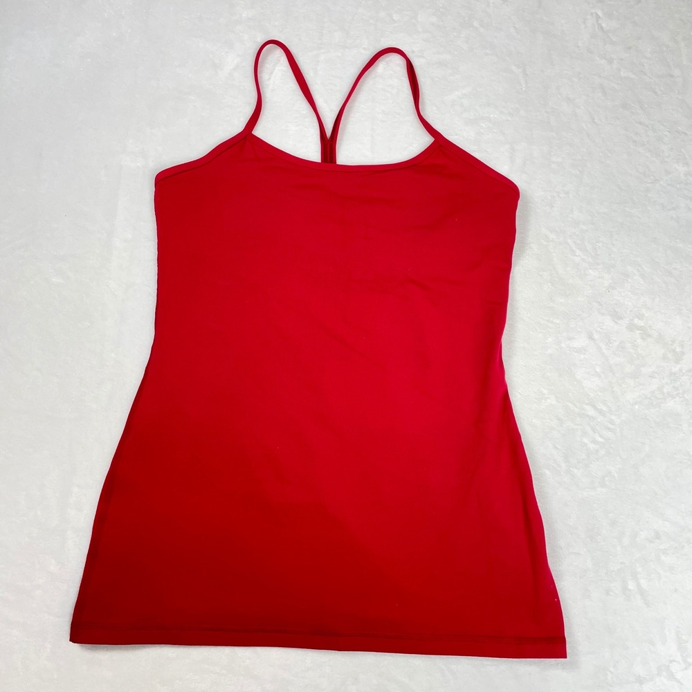 Lululemon Power Y Tank Top Women 10 Red Excellent Built-in Bra Activewear